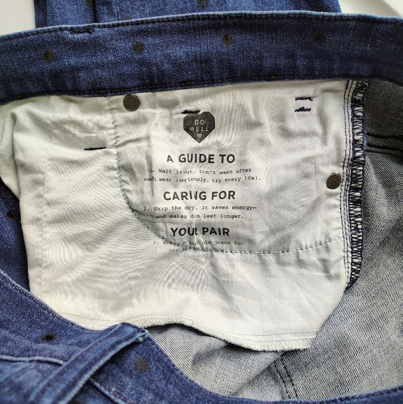 Madewell women's 9" high-rise skinny jeans in dark blue polka dot denim, siz 32. - Picture 9 of 16